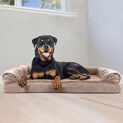 FurHaven Faux Fleece & Chenille Soft Woven Memory Sofa Dog Bed