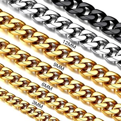 Mens Chain Gold 3mm Curb Chain Necklace Gold Chains for Men Stainless Steel  Chains 3mm Curb Chain 18 / 20 / 22 Chain 