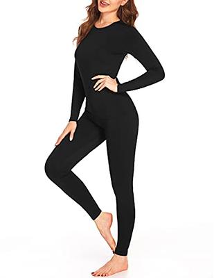 Thermal Underwear Set Women Long Johns Fleece Lined Ultra Soft Warm Base  Layer Top Bottom for Cold Weather Winter Free Cutting