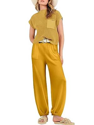 Anrabess Crop Top Wide Leg Pants Knit Sweatsuit Sweater Set – ANRABESS