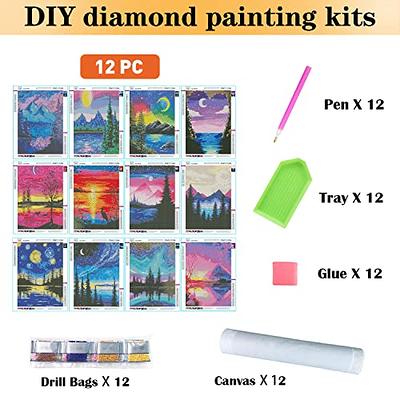 12 Pack Diamond Art Painting Kits for Adults,5D Full Drill Diamond Dots  Paintings for Beginners,DIY Paint with Diamonds Gem Art Kits Accessories  Kit