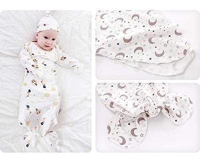 Baby Girl, Boy Knotted Infant Sleeper Gown with Headband or Hat, Baby Coming Home Outfit for Boy Girl Fall Winter 0-6 Months