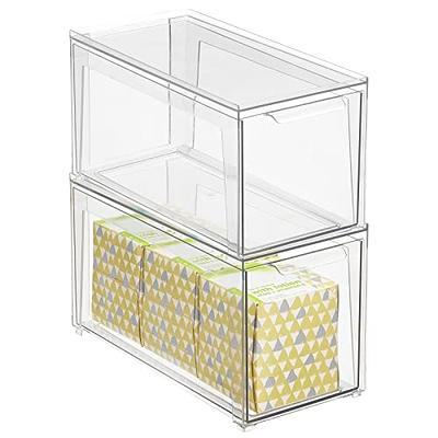 mDesign Plastic Stacking Closet Storage Organizer Bin with Drawer, 2 Pack,  Clear