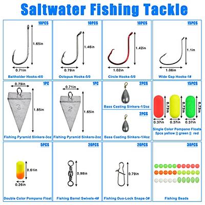 Surf Fishing Tackle Kit Saltwater Fishing Gear and Equipment Tackle Box  with Tackle Included Fishing Bait Rigs, Bass Swimbait Lures, Wire Leaders,  Pyramid Sinker Weights, Hooks Swivels 150pcs - Yahoo Shopping