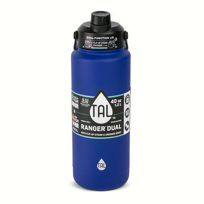 TAL Ranger 40 oz Navy and Black Insulated Stainless Steel Water Bottle with  Wide Mouth and Flip-Top Lid