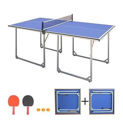  Folding Rolling Table Tennis Table Indoor Ping Pong Table with  2 Paddles 2 Balls 1 Net and Post Set Fold-Up Design 4 Wheels for Easy  Movement Perfect Christmas New Year