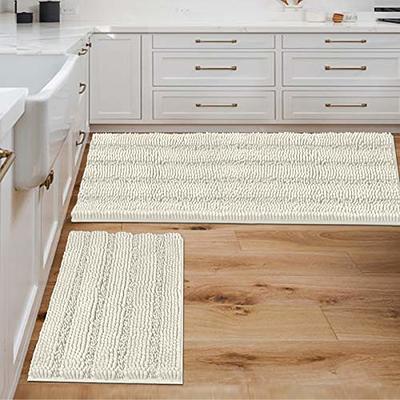 H.VERSAILTEX 3 Piece Thick Striped Bath Rugs Set for Bathroom Non Slip Soft  Absorbent Bath Mat for Tub, Shower and Toilet