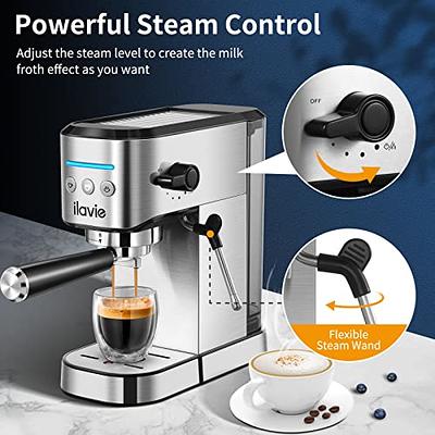 Coffee Maker with Milk Frother Cappuccino 1-4 Cup Latte Machine New Steam  Espresso Machine Black
