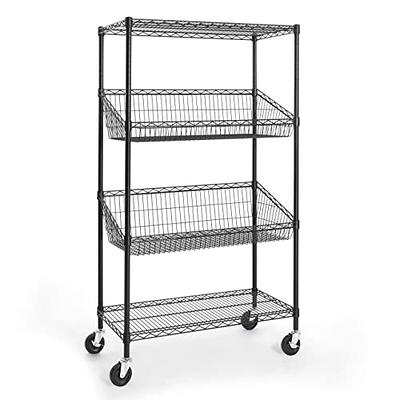  4 Tier Shelving Unit NSF Wire Shelf Metal Large