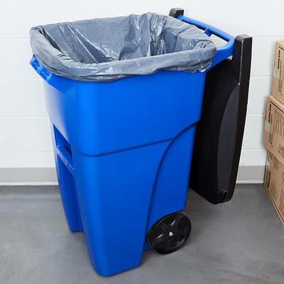 Lavex 95 Gallon Blue Wheeled Rectangular Recycle Bin with Lid