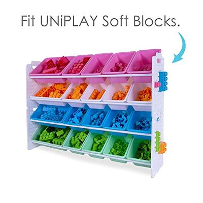 Toys Storage Organizer Bins for Lego, Stackable Toys Organizer, Lego Building Block Storage, Toy Storage Box with 24 Palace Grids, Plastic Stackable