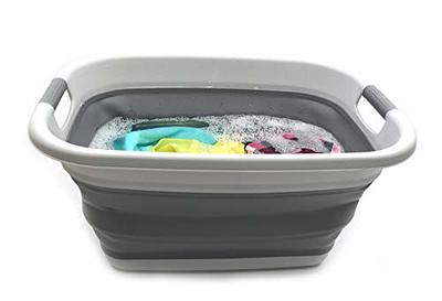 SAMMART 30L (8 gallon) Collapsible 3 Handled Plastic Laundry Basket -  Foldable Pop Up Storage Container/Organizer - Portable Washing Tub - Space