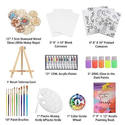  Falling in Art 51 Pcs DIY Canvas Painting Kit for Kids, Acrylic  Paint Supplies Set with 7 Canvas Panels, 12 Acrylic Paints, 12 Wooden  Slices, and 10 Paintbrushes for Beginners and Students