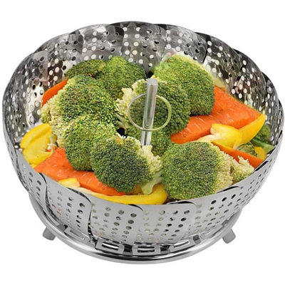Vegetable Steamer Basket, Fits Instant Pot Pressure Cooker 5/6 QT and 8 QT,  18/8 Stainless Steel, Folding Steamer Insert for Veggie Fish Seafood  Cooking, Expandable to Fit Various Size Pot 