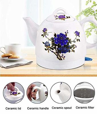 Ceramic Electric Kettle Cordless Water Teapot, Teapot-Retro Jug, 1000W  Water Fast for Tea, Coffee, Soup, Oatmeal-Removable Base, Automatic Power