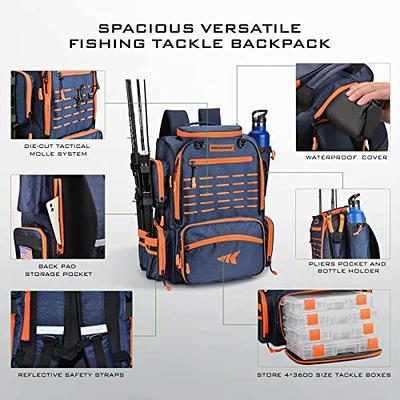 KastKing Karryall Fishing Tackle Backpack with Rod Holders 4 Tackle Boxes