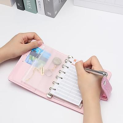 Pink A7 Binder Wallet Cash Envelopes PU Leather Budget Binder