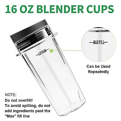 Blender Cups for Ninja Blender, 16OZ Cup with Sip Lids Compatible