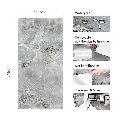 VEELIKE Marble Peel and Stick Floor Tile -12x12 Removable Self Adhesive  Vinyl Flooring Waterproof 12-Pack Grey/White Tiles Stickers for Bedroom