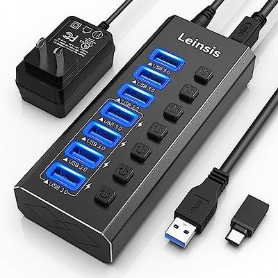 4 Port USB 3.2 Gen 1 Micro Powered Hub w/ ESD Surge Protection & Power  Adapter