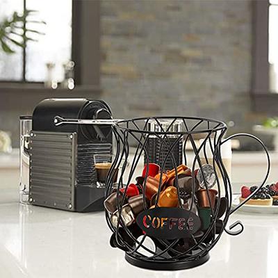 Carousel Coffee Pod Holder Basket, K Cup Organizer for Counter, Coffee Cup  Organizer with 12 Mug Hooks, Mug Tree with Storage Basket, for Coffee Bar,  Black