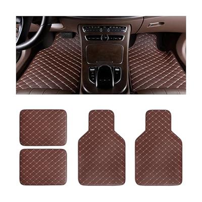 Universal Floor Mats for Cars Leather Stripe Design For Auto Brown