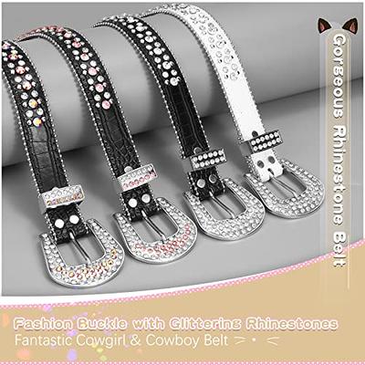 SANSTHS Kids Rhinestone Belt,Western Cowgirl Cowboy Belt with