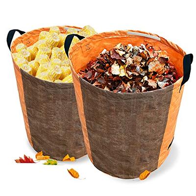 Pilntons 2 Pack 32 Gallons Reusable Yard Waste Bags with Zipper Lid Garden  Waste Bags with 4 Handles Outdoor Heavy Duty Gardening Lawn Leaf Bags Large