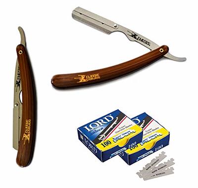 Parker SRW Stainless Steel Straight Edge Barber Razor & 100 Parker Premium  Platinum Half Blades 