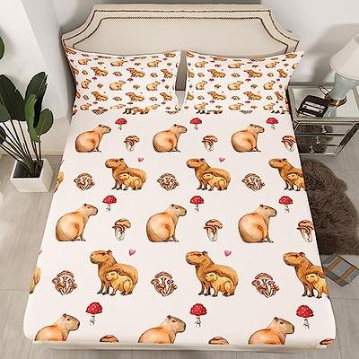 jejeloiu Kids Capybara Sheet Set Queen Size Capybara Stuffed Animal Bed  Sheets Set for Boys Teens Decor Cute Mushroom Sheets with Deep Pocket Fitted  Sheet Bedroom 4Pcs - Yahoo Shopping