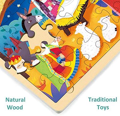 Set of 4: Natural Wood Wooden Puzzles