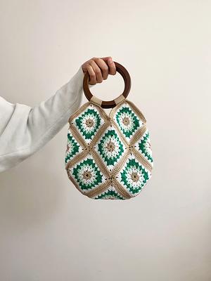 Handmade Granny Square Crochet Bag, Hand Knit Purse, Knitted Hand