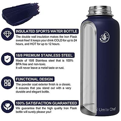 Noble Wide Mouth Water Bottle w/ Leakproof Straw Lid & Handle Lid