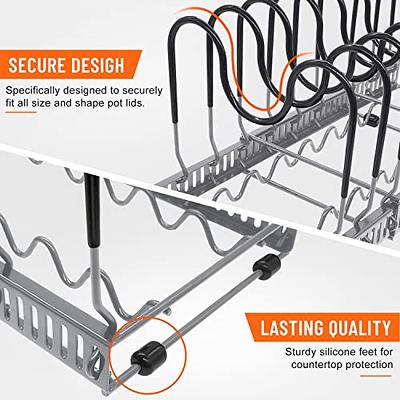 AHNR Expandable Pot and Pan Organizers Rack, 10+ Pans and Pots Lid  Organizer Rack Holder, Kitchen Cabinet Pantry Bakeware Organizer Rack  Holder with