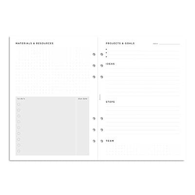  Filofax Organizer Refill, A5 Size, Project Management Pack,  White Paper, 8.26 x 5.82, 56 Sheets (B132685) : Office Products