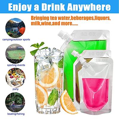 20 Pcs Liquor Flasks Cruise Pouch Reusable Sneak Travel Drinking Flask  Concealable Alcohol Plastic Flasks bags with Funnel (8 oz)