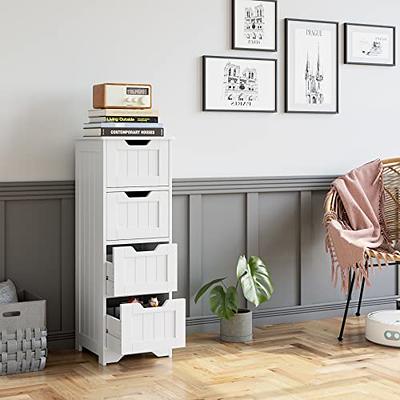 Bathroom Furniture White Slimline 4 Drawer Unit Cabinet Storage