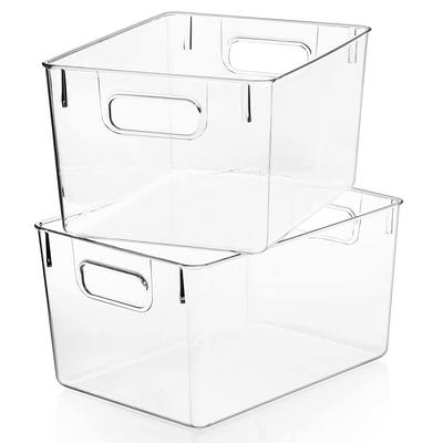 9 qt. Plastic Storage Bin Kitchen Organization in Clear (2-Pack)