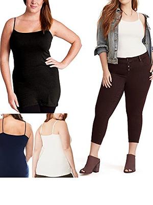Emmalise Clothing Women's Basic Casual Plain Long Camisole Cami Top Tank,  Black,2XL - Yahoo Shopping