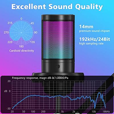 Bietrun USB-C Microphone for Computer with Headphone Jack, 24bit/192KHz  Metal Cardioid Condenser PC Mic, Tripod Stand, One-Key Mute, for Desktop