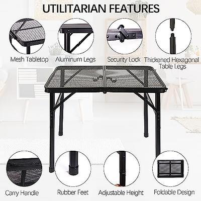 Aluminum Grill Table with Iron Mesh Top-Silver | Costway