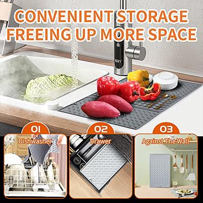 Silicone Drying Mat - Anti-bacterial Dish Draining Mat - Heat Resistant Quick  Dry Dish Drainer For D
