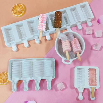 1pc 4-Cavity Ice Cream Shaped Silicone Mold For Diy Ice Pops