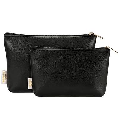 Classic Small Makeup Bag - Black Quilted Vegan Leather – PurseN