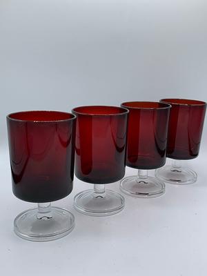 Red Wine Glasses , Set of 4 Ruby Luminarc Glasses by Cavalier