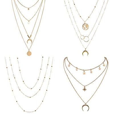 RINHOO FRIENDSHIP 4-6Pcs Multiple Layered Choker Necklace With Moon Star  Coin Multilayer Y Pendant Necklaces Set For Women (4PCS Multiple Gold  Necklace) - Yahoo Shopping