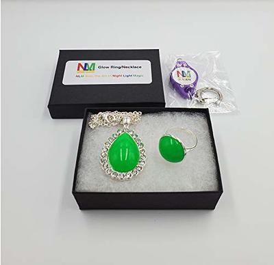 NLM GLOW in the Dark Dangle Charm Jewelry: Silver Statement 1 Round Ring &  1 Teardrop Clear Rhinestone Pendant Necklace, Luminous/Neon GREEN Night  Light Magic Art, Boy & Girl Gift - Yahoo Shopping