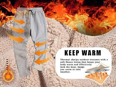 Men's Winter Fleece Lined Button Fly Warm Thermal Ski Leggings Stretch Pant