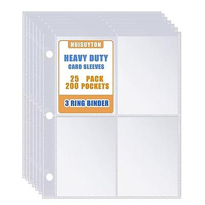 50 Pack 400 Pockets 2.5x3.5 Trading Card Sleeves,Double-Sided 4 Pocket 6.1x7.6 Page Protector,Ultra-Clear Game Card Sheets for A5 Mini 3 Ring