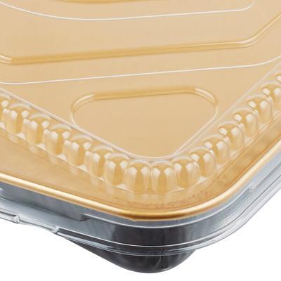 Durable Packaging 9664-SL-25 Smoothwall Silver Extra Large Entree /  Take-Out Pan with Dome Lid